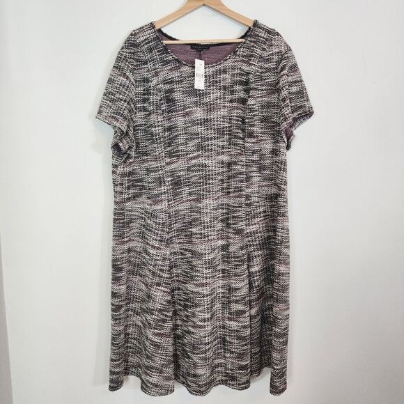 NWT Lane Bryant Plus Size Cotton Blend Fit & Flare Black & WineTweed SZ 28 - Picture 2 of 10